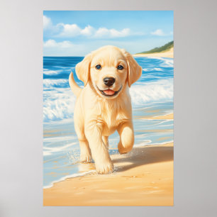 Labrador Retriever Puppy op het Strand Poster