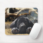 Labrador Retriever puppy op strand Mousepad Muismat (Met muis)