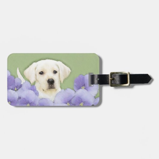 Labrador Retriever Puppy Painting Original Dog Art Bagagelabel (Voorkant horizontaal)