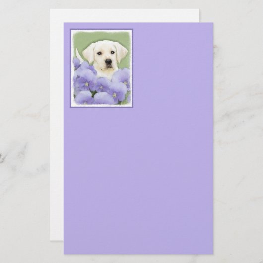 Labrador Retriever Puppy Painting Original Dog Art Briefpapier (Voorkant / Achterkant)