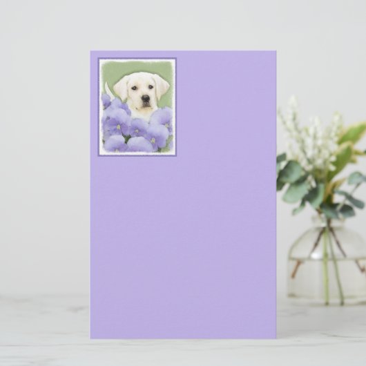 Labrador Retriever Puppy Painting Original Dog Art Briefpapier (Staand voorkant)
