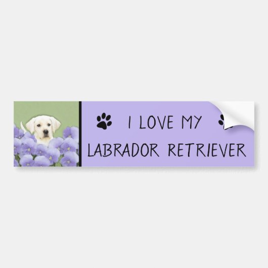 Labrador Retriever Puppy Painting Original Dog Art Bumpersticker (Voorkant)
