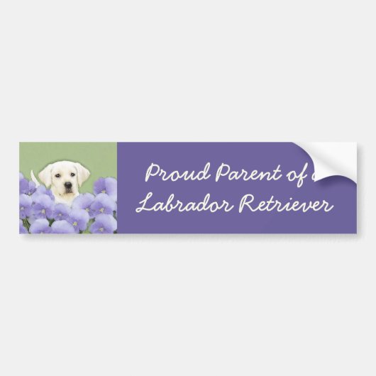 Labrador Retriever Puppy Painting Original Dog Art Bumpersticker (Voorkant)