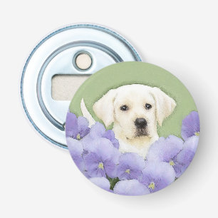 Labrador Retriever Puppy Painting Original Dog Art Button Flesopener