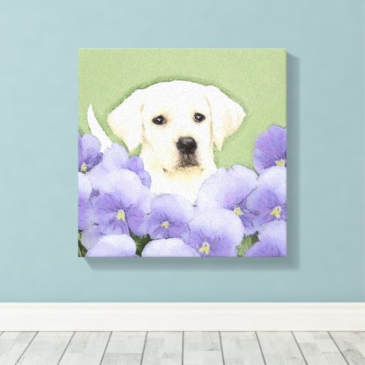 Labrador Retriever Puppy Painting Original Dog Art Canvas Afdruk (Insitu (Houten vloer))