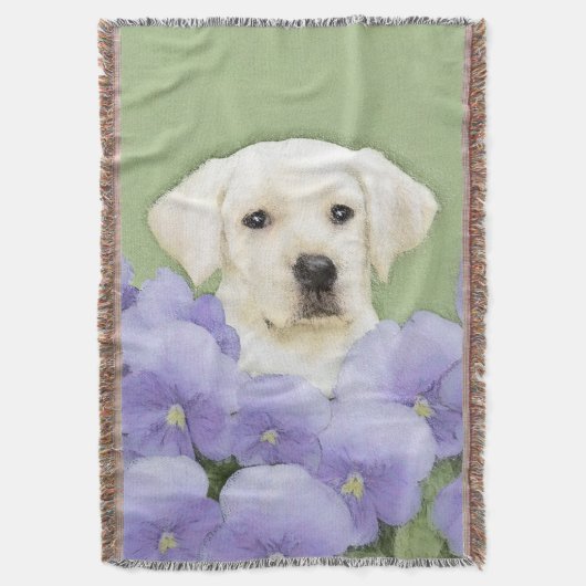 Labrador Retriever Puppy Painting Original Dog Art Deken (Voorkant Verticaal)