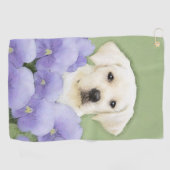 Labrador Retriever Puppy Painting Original Dog Art Golfhanddoek (Horizontaal)
