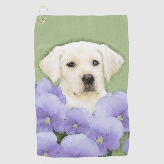 Labrador Retriever Puppy Painting Original Dog Art Golfhanddoek (Voorkant)