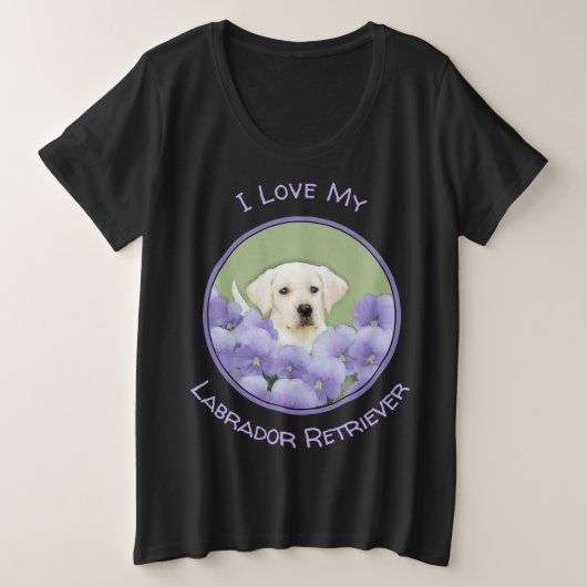 Labrador Retriever Puppy Painting Original Dog Art Grote Maat T-shirt (Design voorkant)