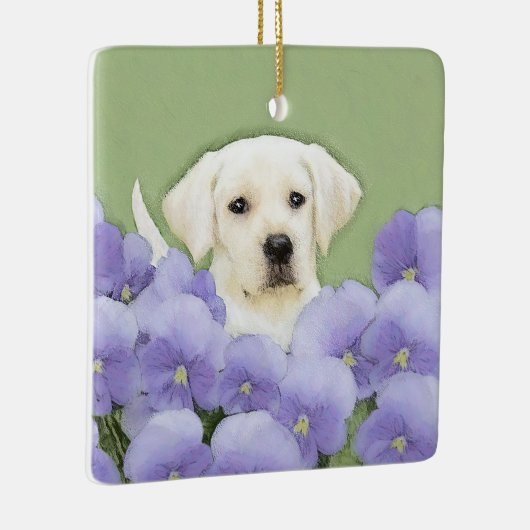 Labrador Retriever Puppy Painting Original Dog Art Keramisch Ornament (Rechts)