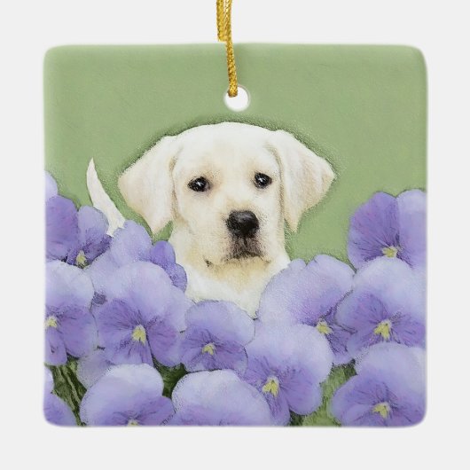 Labrador Retriever Puppy Painting Original Dog Art Keramisch Ornament (Voorkant)