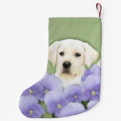 Labrador Retriever Puppy Painting Original Dog Art Kleine Kerstsok (Achterkant)