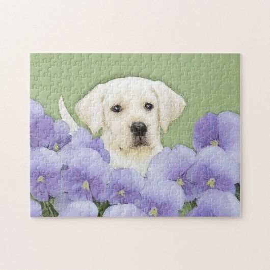 Labrador Retriever Puppy Painting Original Dog Art Legpuzzel (Horizontaal)
