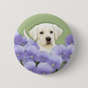 Labrador Retriever Puppy Painting Original Dog Art Ronde Button 5,7 Cm