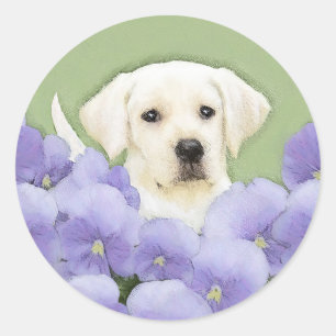 Labrador Retriever Puppy Painting Original Dog Art Ronde Sticker