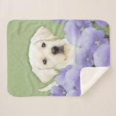 Labrador Retriever Puppy Painting Original Dog Art Sherpa Deken (Voorkant (horizontaal))