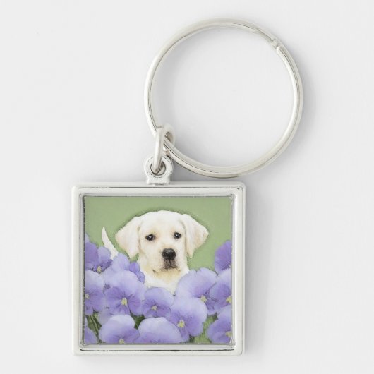 Labrador Retriever Puppy Painting Original Dog Art Sleutelhanger (Voorkant)