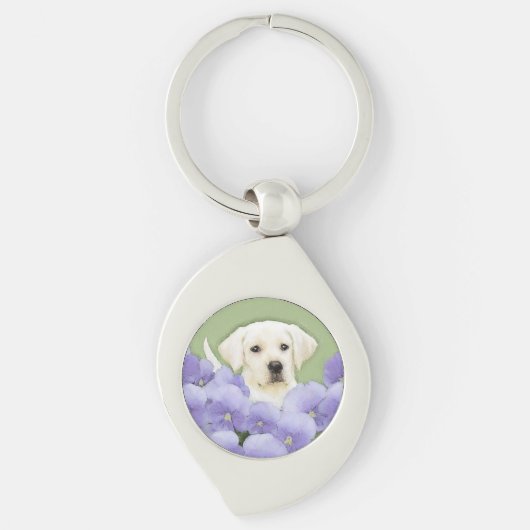 Labrador Retriever Puppy Painting Original Dog Art Sleutelhanger (Voorkant)