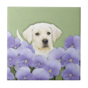 Labrador Retriever Puppy Painting Original Dog Art Tegeltje