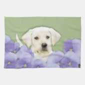 Labrador Retriever Puppy Painting Original Dog Art Theedoek (Horizontaal)