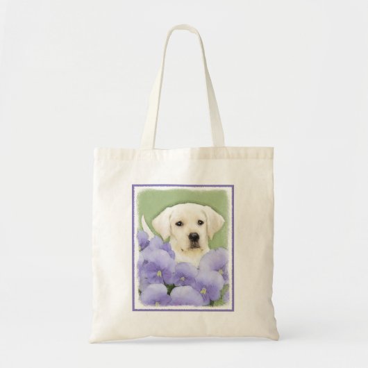 Labrador Retriever Puppy Painting Original Dog Art Tote Bag (Voorkant)