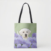 Labrador Retriever Puppy Painting Original Dog Art Tote Bag (Voorkant)
