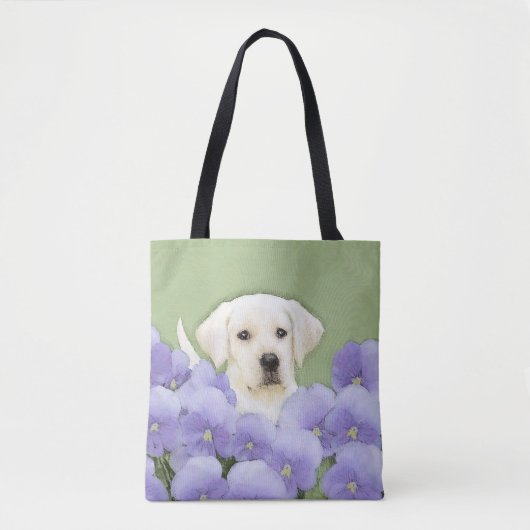 Labrador Retriever Puppy Painting Original Dog Art Tote Bag (Voorkant)