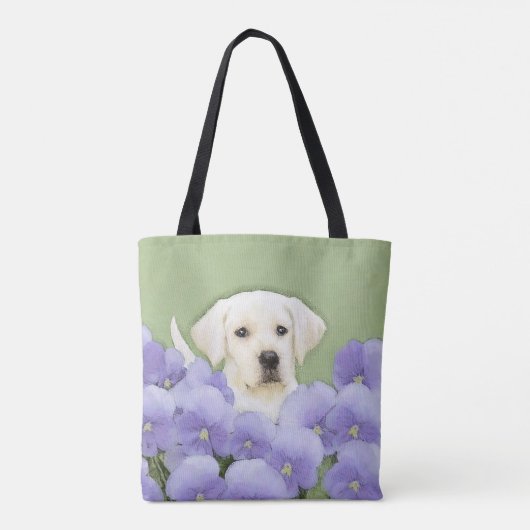 Labrador Retriever Puppy Painting Original Dog Art Tote Bag (Achterkant)