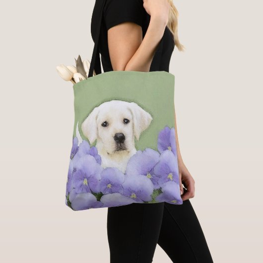 Labrador Retriever Puppy Painting Original Dog Art Tote Bag (Dichtbij)