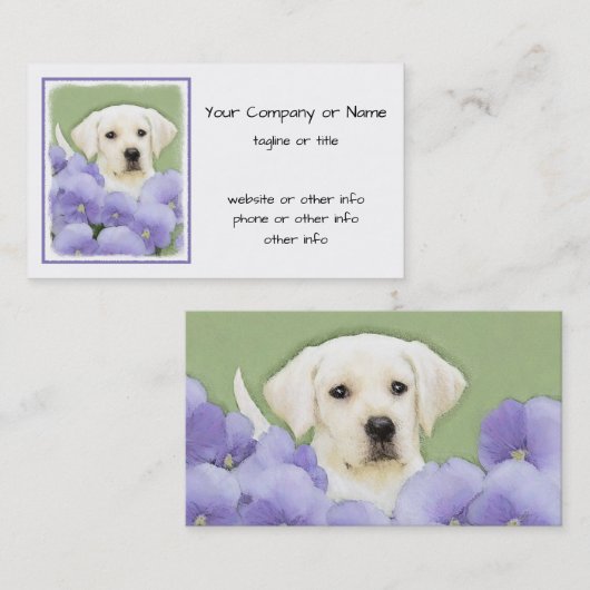 Labrador Retriever Puppy Painting Original Dog Art Visitekaartje (Voorkant / Achterkant)