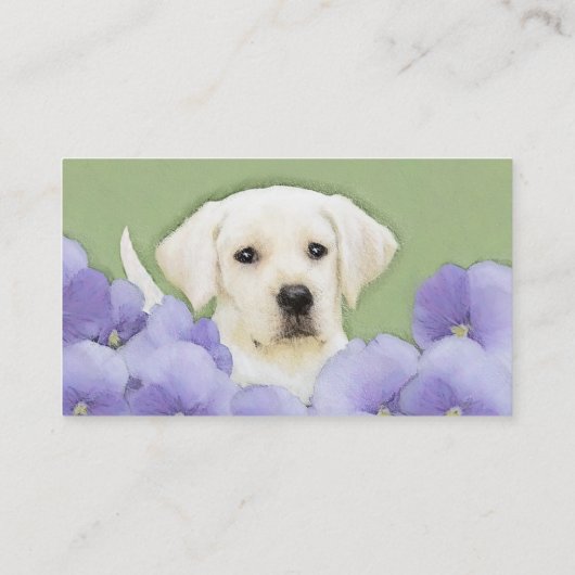 Labrador Retriever Puppy Painting Original Dog Art Visitekaartje (Achterkant)