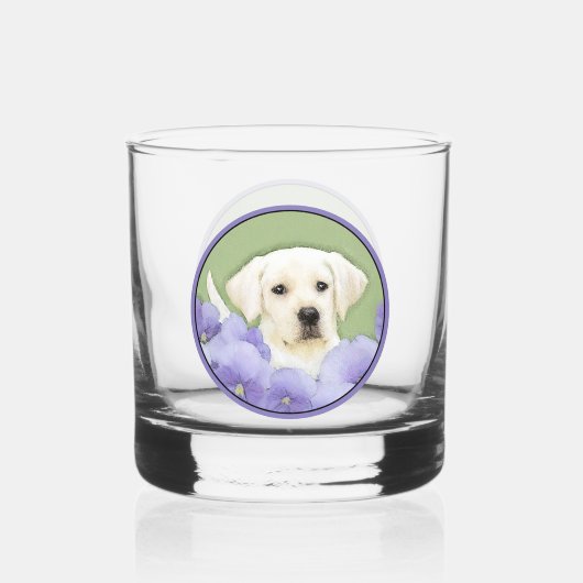 Labrador Retriever Puppy Painting Original Dog Art Whisky Glas (Voorkant)