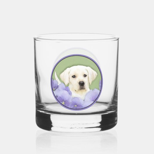 Labrador Retriever Puppy Painting Original Dog Art Whisky Glas (Achterkant)