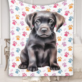 Labrador Retriever Puppy Paw Prints Hondenliefhebb Fleece Deken
