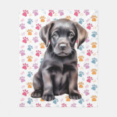 Labrador Retriever Puppy Paw Prints Hondenliefhebb Fleece Deken (Voorkant)