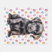 Labrador Retriever Puppy Paw Prints Hondenliefhebb Fleece Deken (Voorkant (Horizontaal))