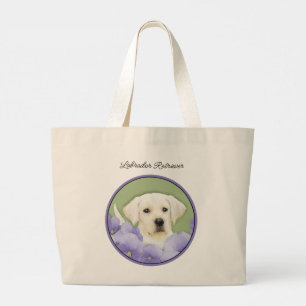 Labrador Retriever Puppy Schilderij Gele Hond Art Grote Tote Bag