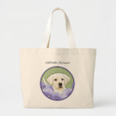 Labrador Retriever Puppy Schilderij Gele Hond Art Grote Tote Bag (Voorkant)