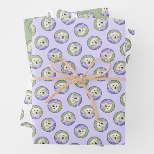 Labrador Retriever Puppy Schilderij Gele Hond Art Inpakpapier Vel (In situ)