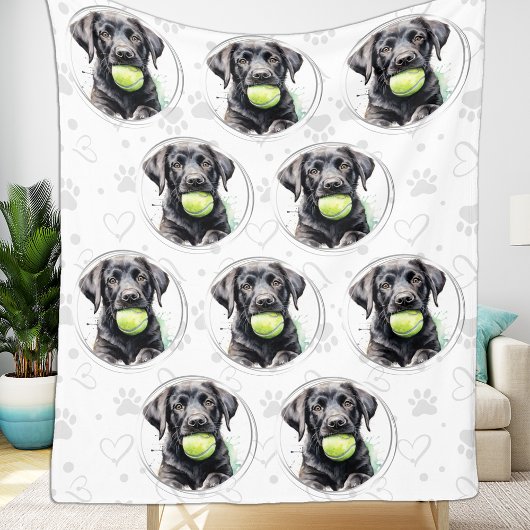 Labrador Retriever Puppy Tennisbal Patroon Hond Fleece Deken