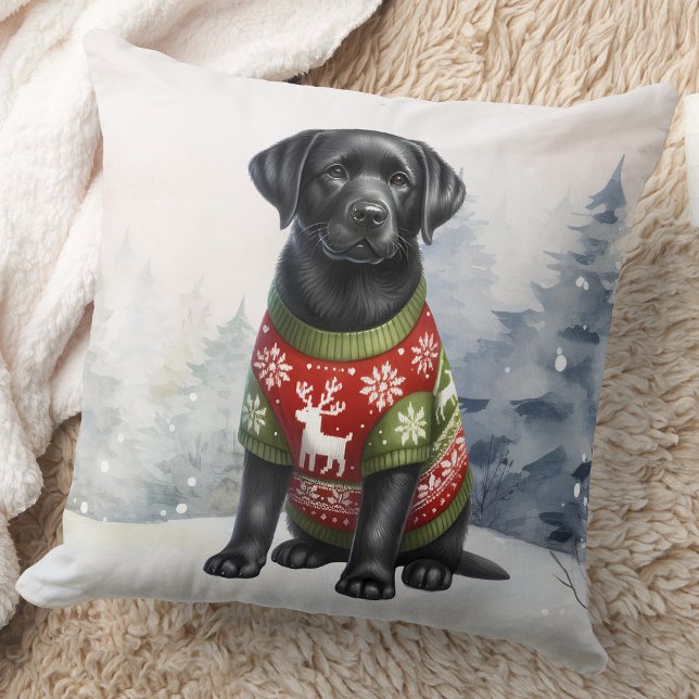 Labrador Retriever Puppy Vakantie Sweater Hond Kussen (Creator heeft geüpload)