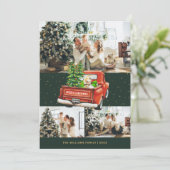 Labrador Retriever Red Truck Green met kerstmis Feestdagenkaart (Staand voorkant)