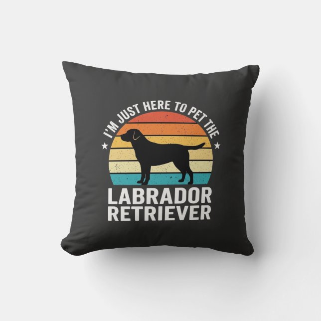 Labrador Retriever Retro Hond Aaien Kussen (Voorkant)