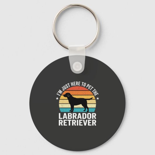 Labrador Retriever Retro Hond Aaien Sleutelhanger (Voorkant)