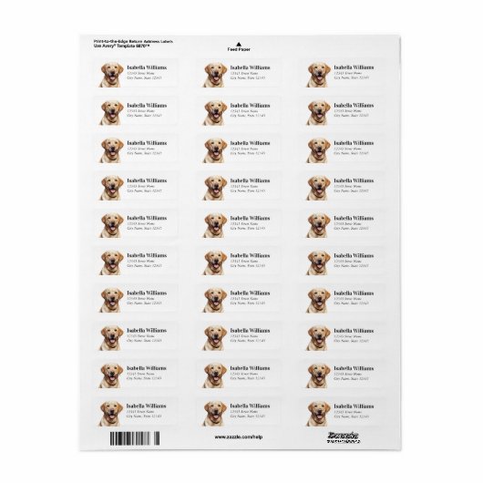 Labrador Retriever Return Address Labels (Full Sheet)
