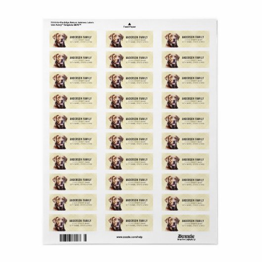 Labrador Retriever Return Address Labels (Full Sheet)