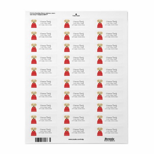 Labrador Retriever Return Address Labels (Full Sheet)