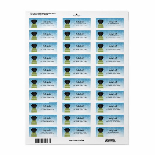 Labrador Retriever Return Address Labels (Full Sheet)