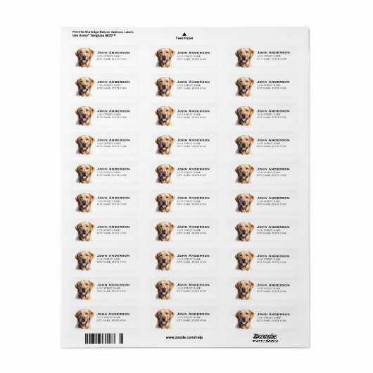 Labrador Retriever Return Address Labels (Full Sheet)