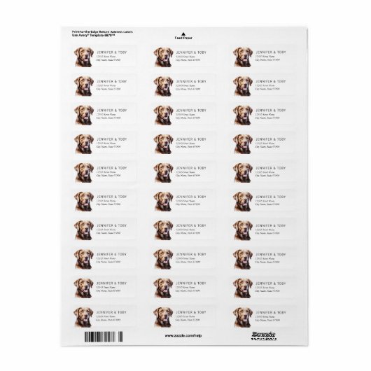 Labrador Retriever Return Address Labels (Full Sheet)